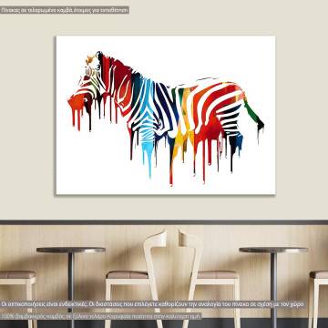 Πίνακας σε καμβά Rainbow zebra I