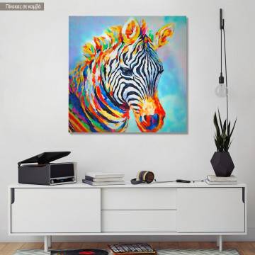 Πίνακας σε καμβά Zebra in watercolor, τετράγωνος