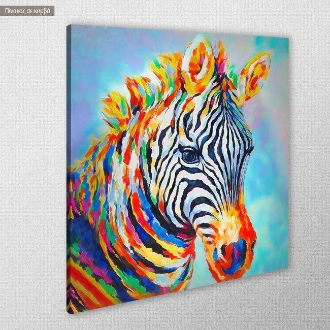 Πίνακας σε καμβά Zebra in watercolor, τετράγωνος, κοντινό