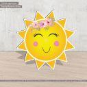 Ξύλινη φιγούρα εκτυπωμένη Χαμογελαστός ήλιος