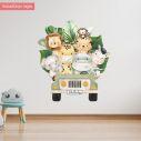 Kids wall stickers Cute little animals driving a car