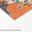 Πίνακας σε καμβά  Flowered woman on orange, τετράγονος, λεπτομέρεια