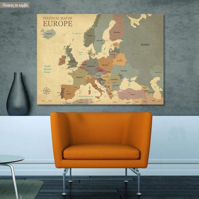 Canvas print Map of Europe textured vintage