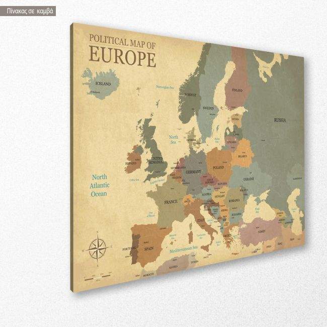Canvas print Map of Europe textured vintage