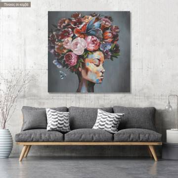 Πίνακας σε καμβά  Flowered woman I, τετράγονος 