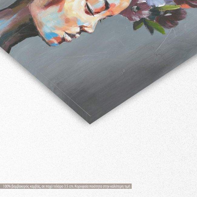 Πίνακας σε καμβά  Flowered woman I, τετράγονος, λεπτομέρεια