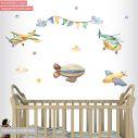 Kids wall stickers Watercolor cute planes