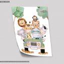 Poster Safari animals ridingjeep