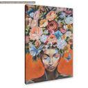 Canvas print, Flowered woman on orange