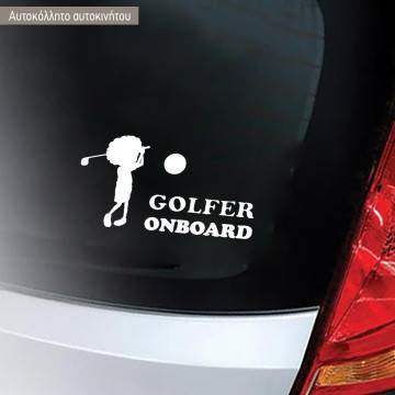 Car sticker Golfer player onboard