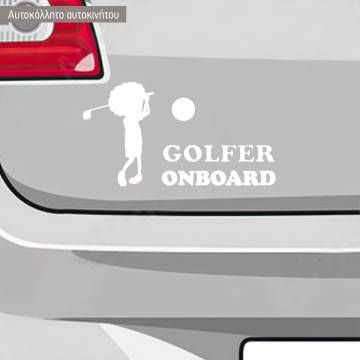 Car sticker Golfer player onboard 2