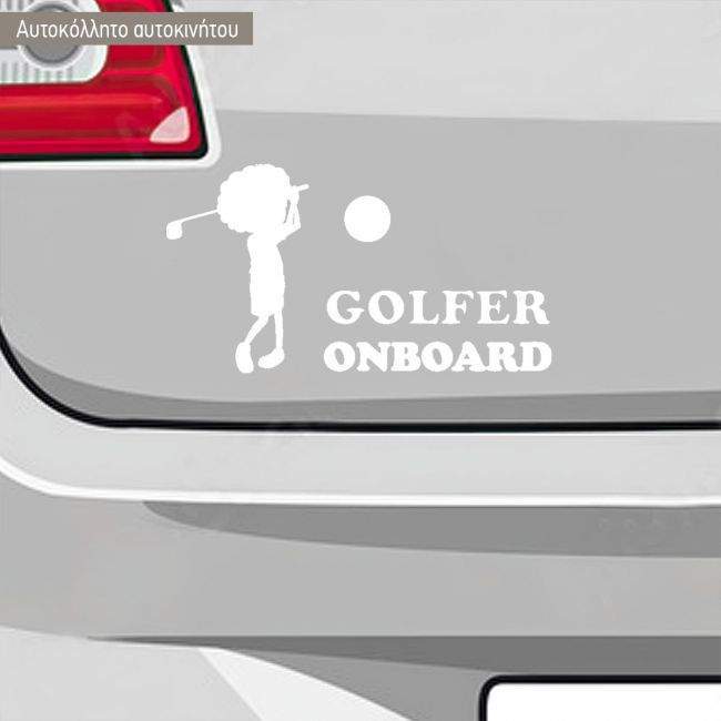 Car sticker Golfer player onboard