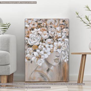 Canvas print, Flowered woman on brown