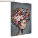 Canvas print, Flowered woman on gray