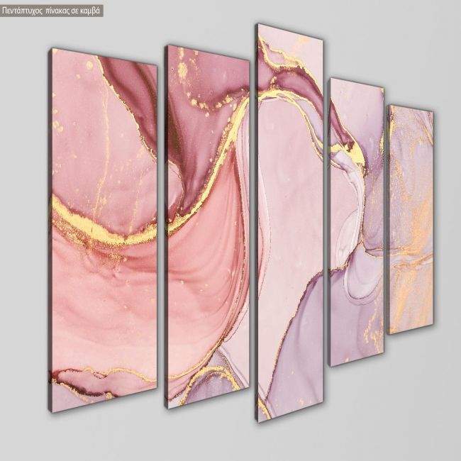 Πίνακας σε καμβά Pink marble texture, πεντάπτυχος, κοντινό