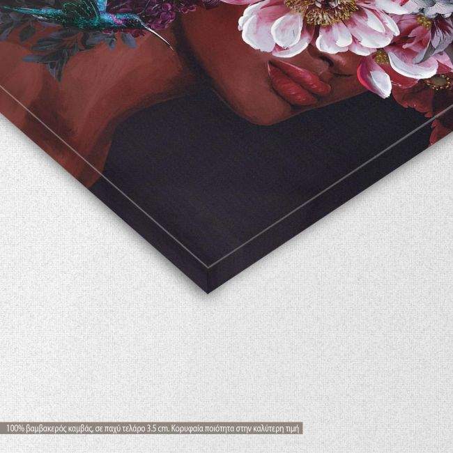 Πίνακας σε καμβά Flowered woman on purple, δίπτυχος, λεπτομέρεια