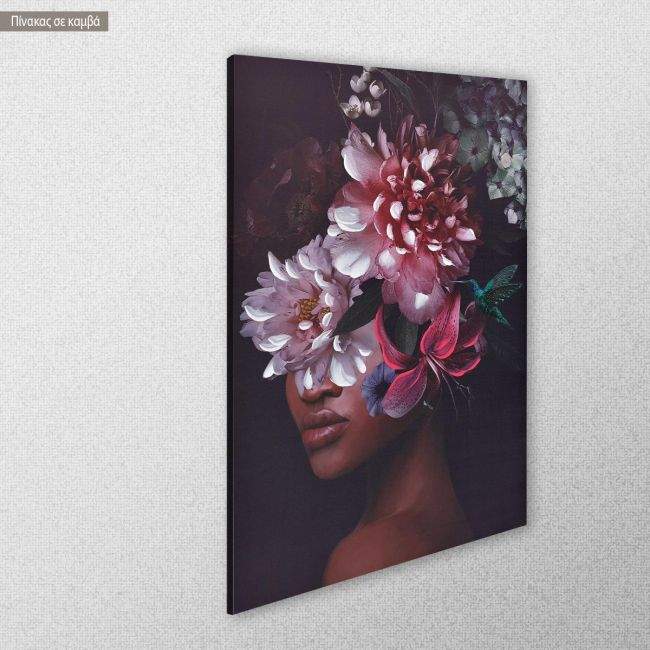 Canvas print, Flowered woman on purple I
