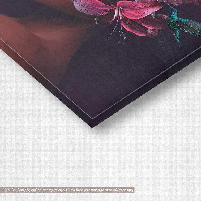 Πίνακας σε καμβά, Flowered woman on purple I, λεπτομέρεια