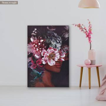 Πίνακας σε καμβά, Flowered woman on purple II
