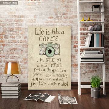 Πίνακας σε καμβά Life is like a camera sketch