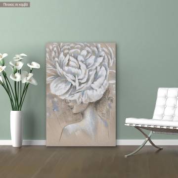 Canvas print, Flowered woman coal drawing Ι
