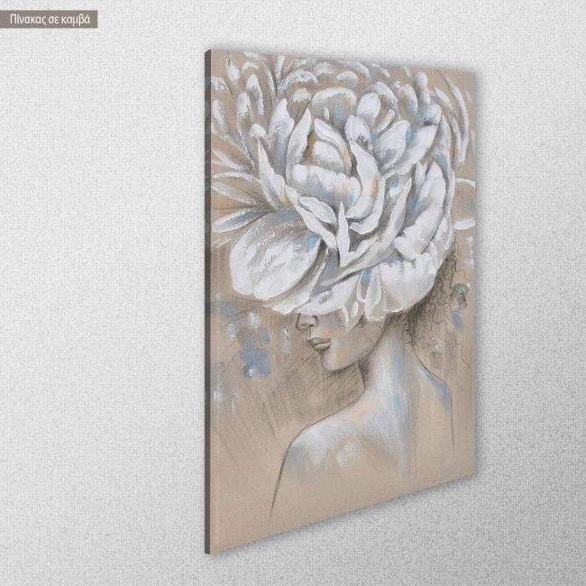 Canvas print, Flowered woman coal drawing Ι