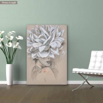 Canvas print, Flowered woman coal drawing ΙI