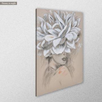 Canvas print Flowered woman coal drawing ΙI Framed canvas View 1 2