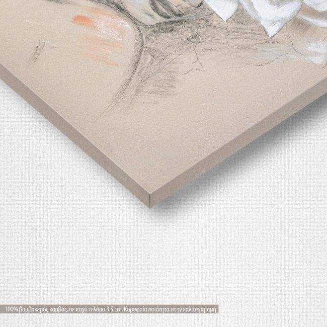 Πίνακας σε καμβά, Flowered woman coal drawing II, λεπτομέρεια