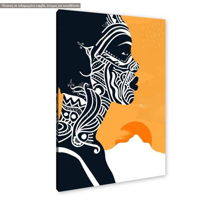Canvas print, African woman at sunset