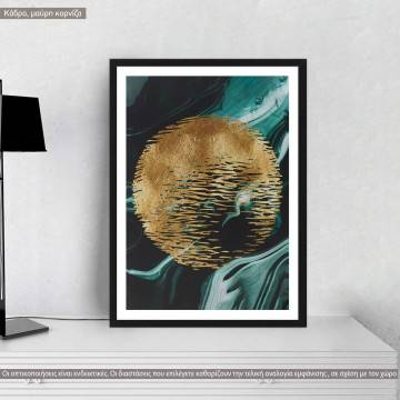 Abstract gold moon, poster