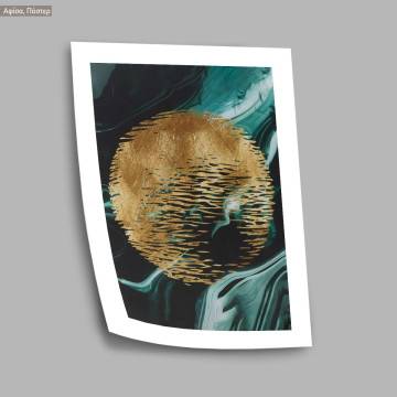 Abstract gold moon, κάδρο, μαύρη κορνίζα 2