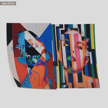 Abstract Poses, κάδρο, μαύρη κορνίζα δίπτυχο 2