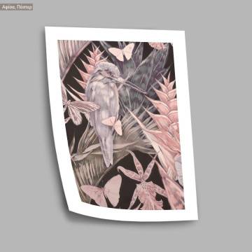 Pink gray fish bird, poster 2