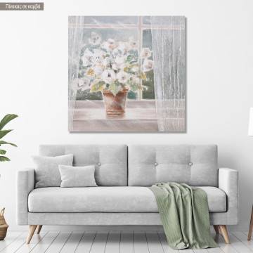 Canvas print White flowers by the window