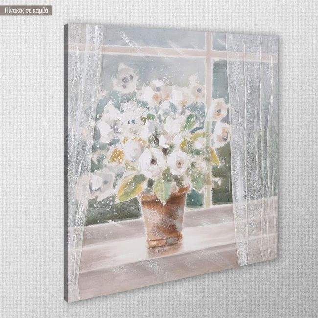 Canvas print White flowers by the window