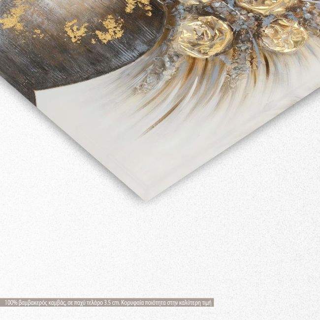 Πίνακας σε καμβά Gold roses in a Vase, λεπτομέρεια