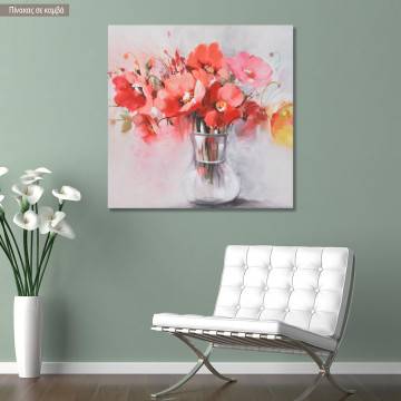 Canvas print Vase with red flowers
