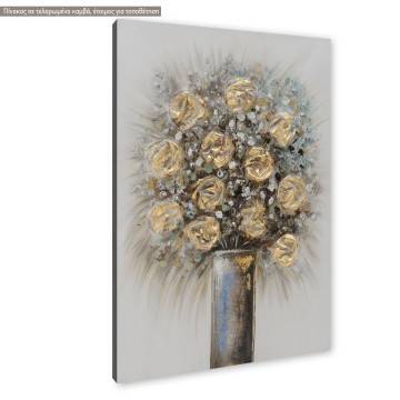 Πίνακας σε καμβά Gold roses in a Vase Καμβάς τελαρωμένος Όψη 1 2