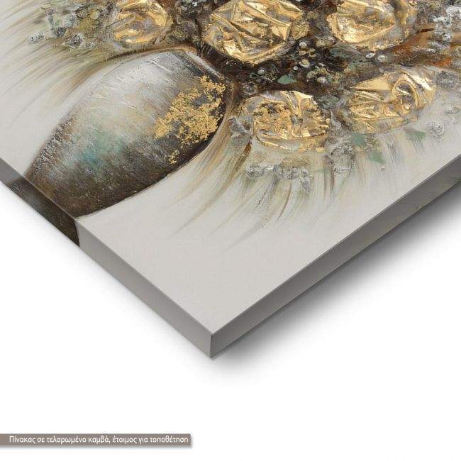 Canvas print, Gold roses in a Vase I