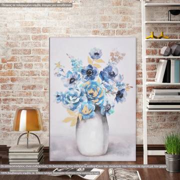 Canvas print, Vase with blue flowers