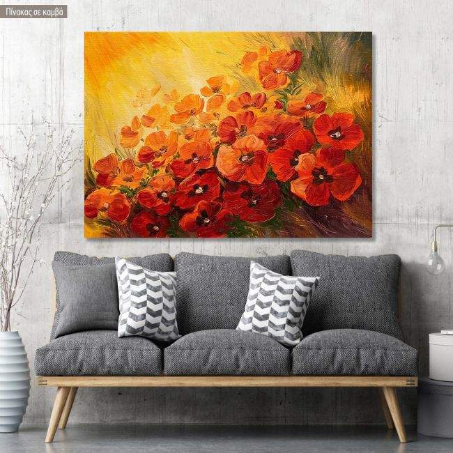 Πίνακας σε καμβά Παπαρούνες, Abstract illustration of poppies