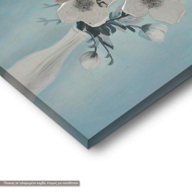Canvas print, Vase with flowers turquoisehue