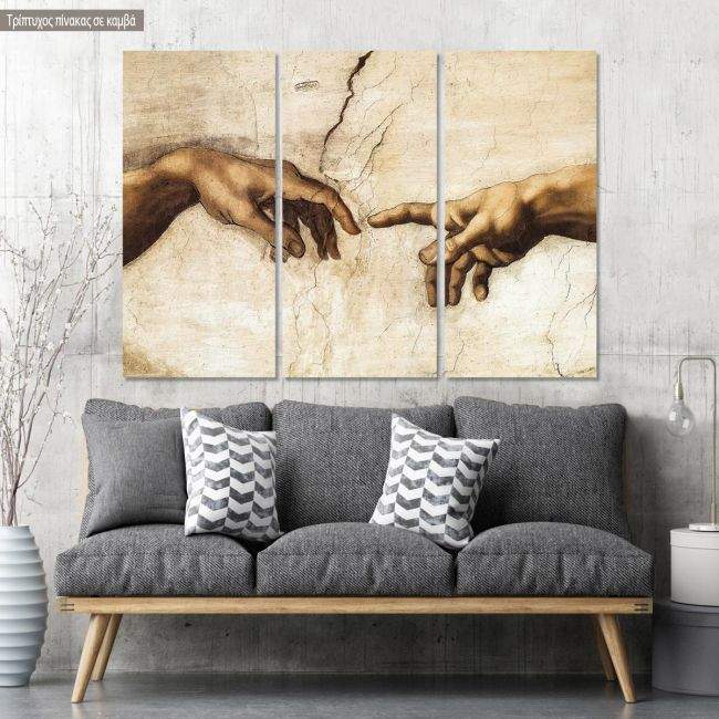 Canvas print The creation of Adam, Michelangelo,3 panels