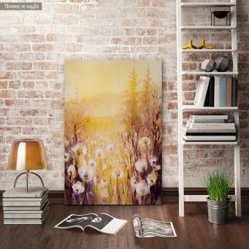 Canvas printDandelion seeds in meadow