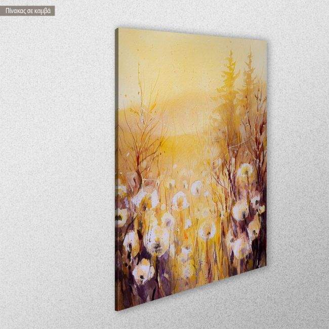 Canvas printDandelion seeds in meadow