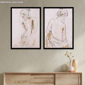 Poster Female body dark texture details, 2panels