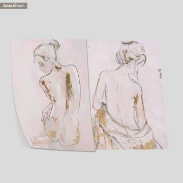 Female body dark texture details, κάδρο, μαύρη κορνίζα δίπτυχο 2