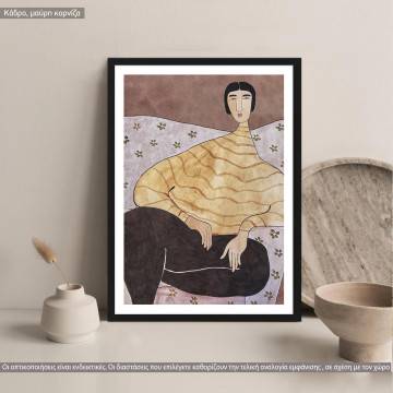 Sitting woman, Matisse style, κάδρο, μαύρη κορνίζα