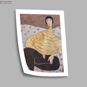 Sitting woman, Matisse style, κάδρο, μαύρη κορνίζα 2